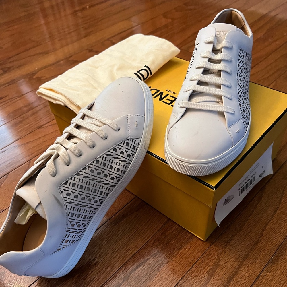 White Fendi men size 9 sneakers